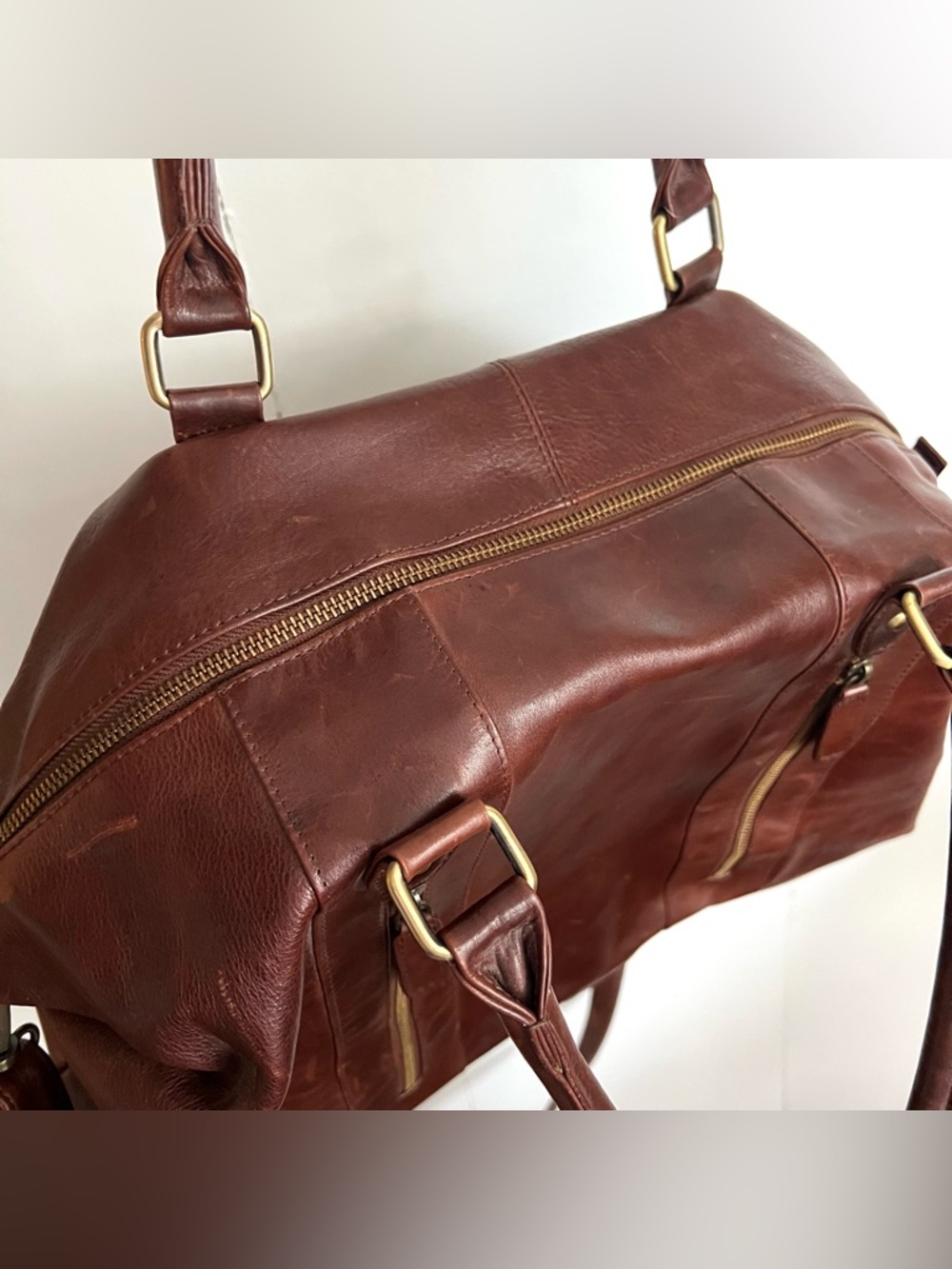 The Leather Store UK Brown Rustic Small Weekender Duffle Bag Travel - Picture 4 of 7